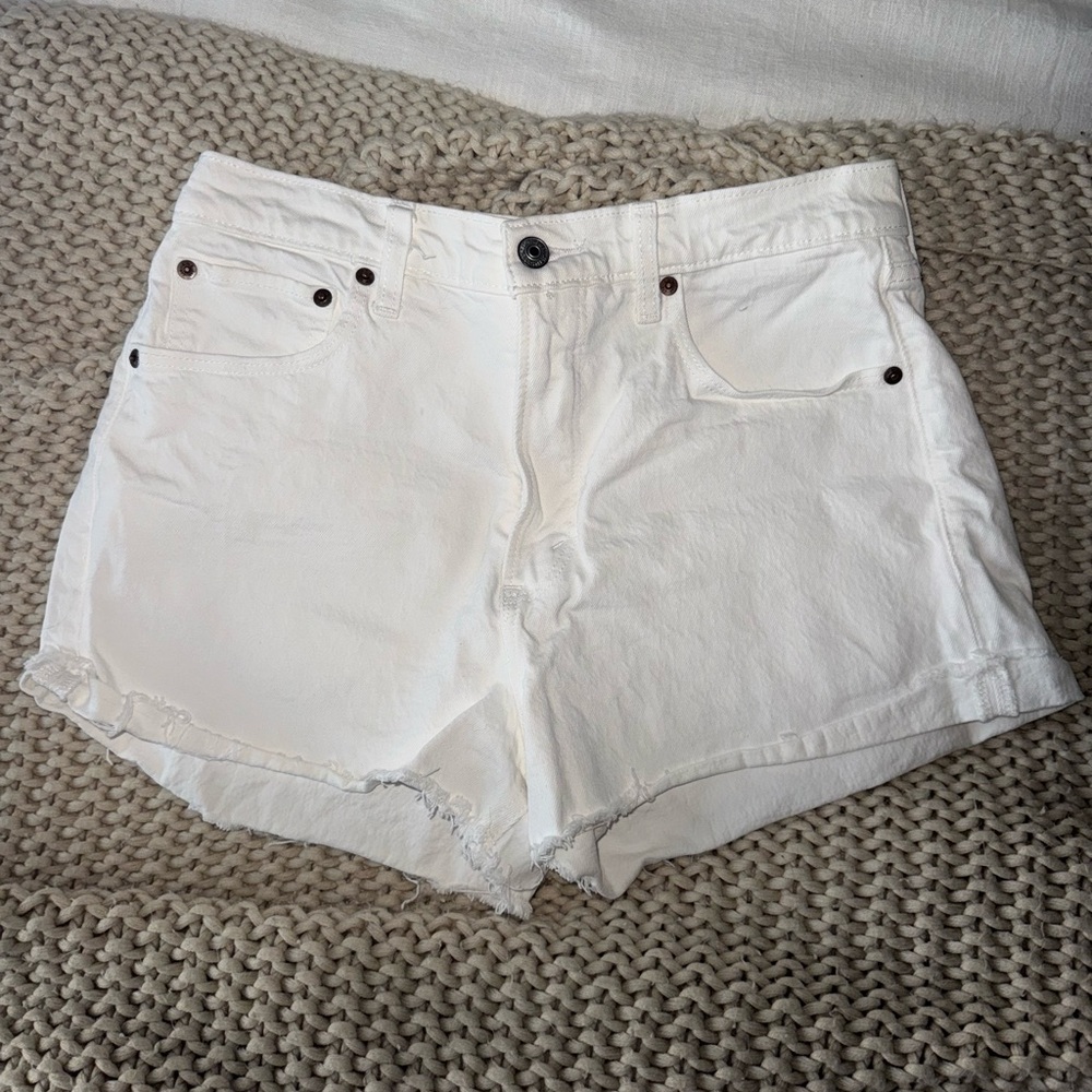 Abercrombie & Fitch White Jean Shorts Distressed Style